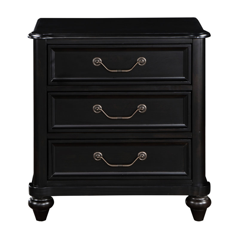 Table de chevet traditionnelle 3 tons brun foncé anthracite