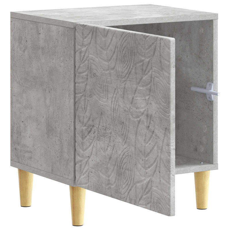 43cm W Composite Bedside Table, Concrete Grey