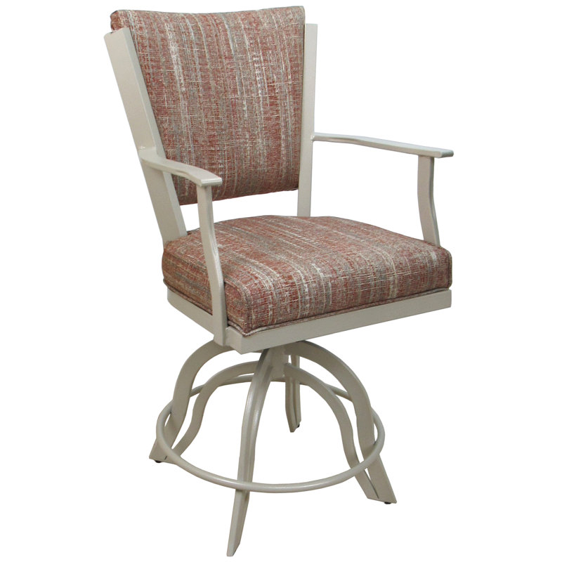 Latoyria Metal Swivel Bar Stool 30" Seat, Counter Stool (26" Seat Height), Beige