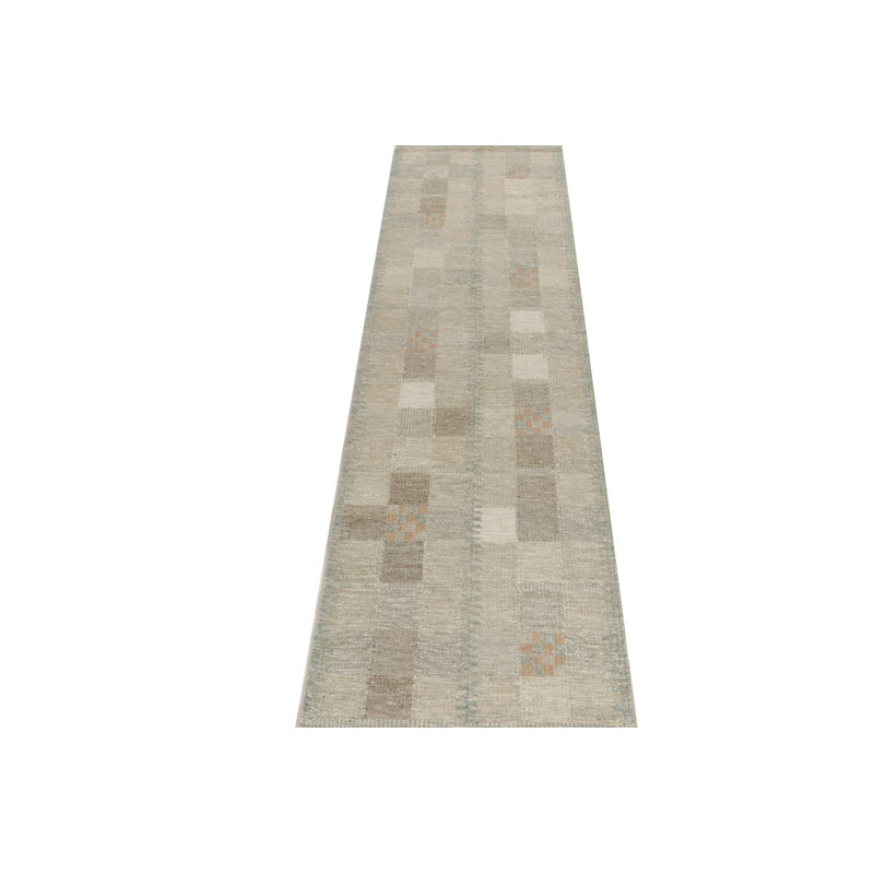 Scandinavian Wool Geometric Area Rug, Runner 2'6" x 8'