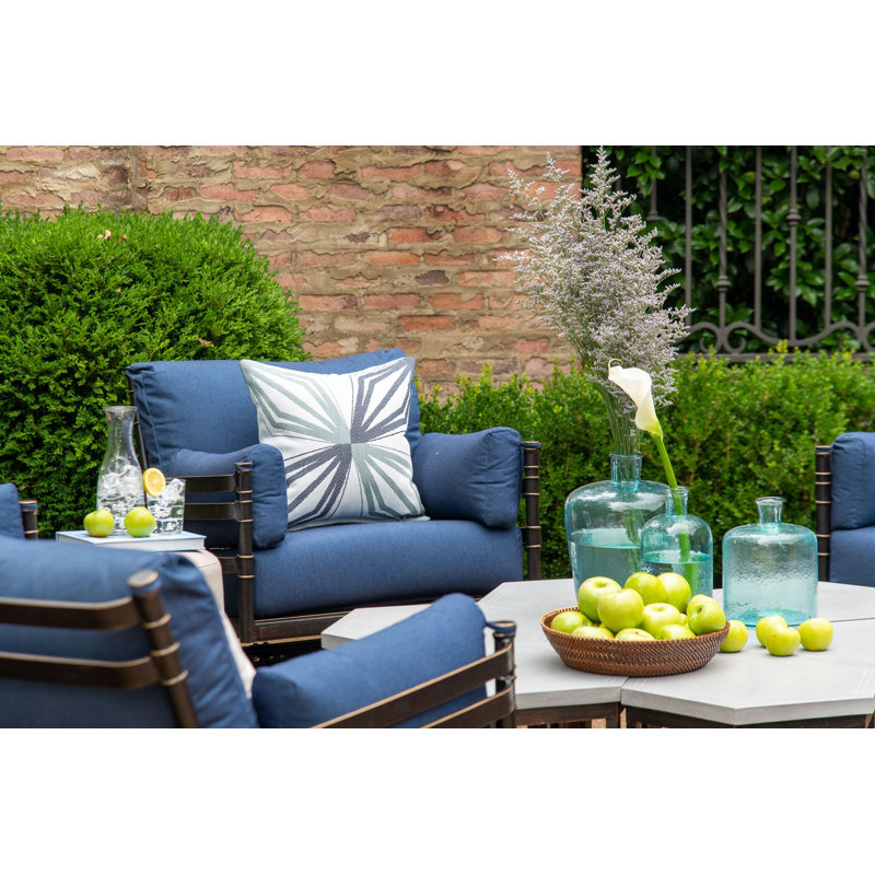 Lancaster Outdoor Ottoman, Cast Ash Sunbrella® Plainweave