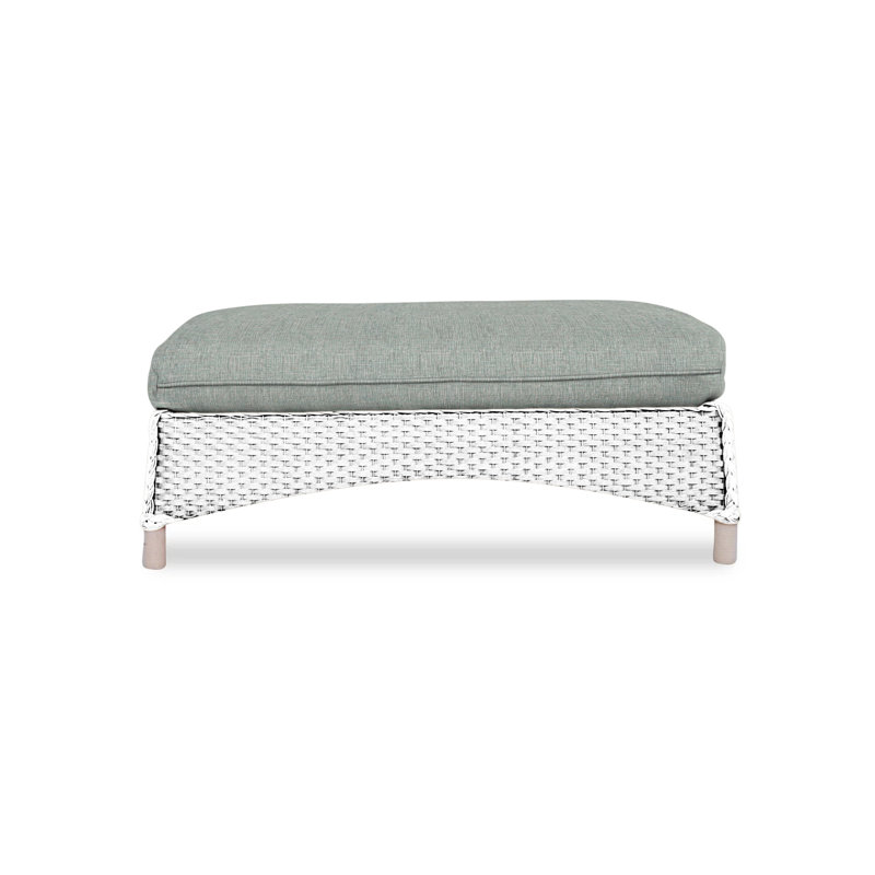 Mandalay Outdoor Ottoman, White, Rollo Linen