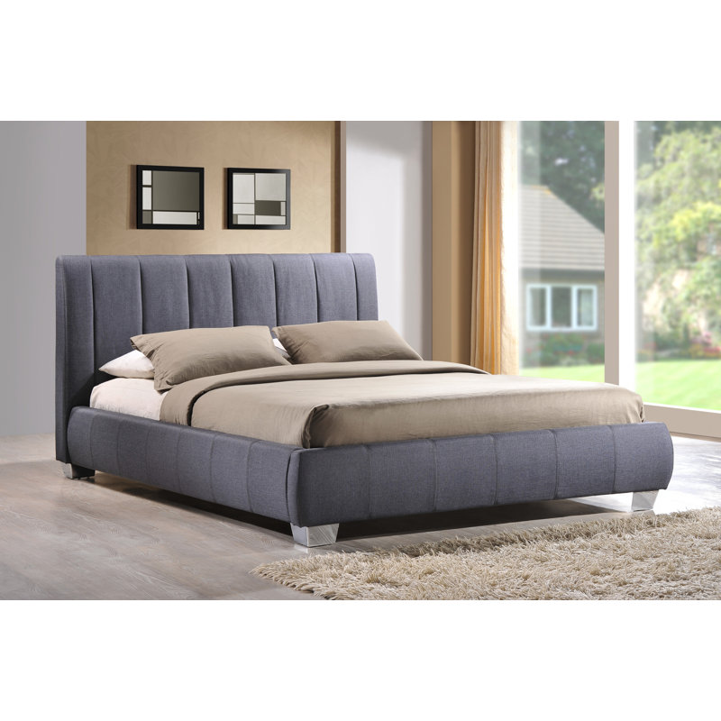 Cantos Upholstered Bed, Grey, Kingsize (5')