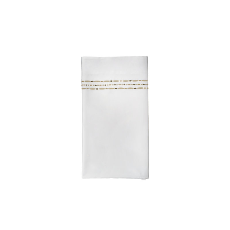 Sole Embroidery By DEA Flat Sheet, Twin Flat Sheet, White/Colonial Gray