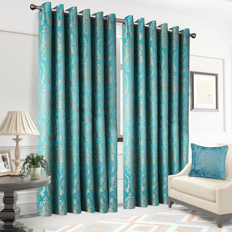 Sheer Curtain Pair, 108 W x 220 D cm, Teal