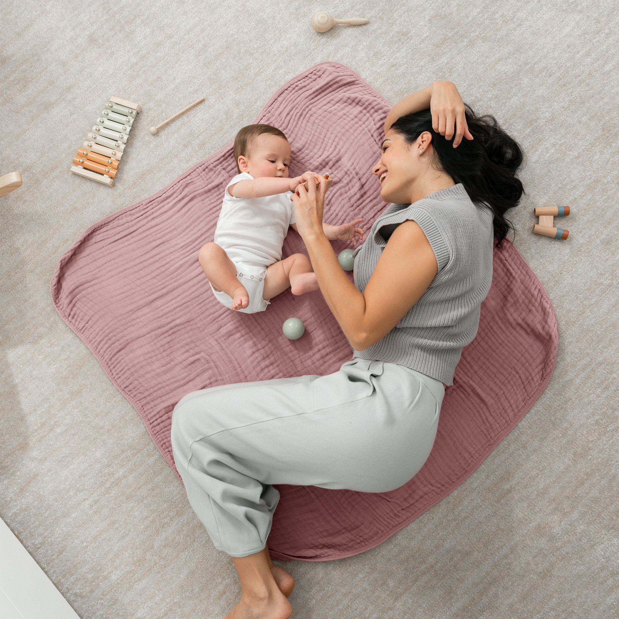 Karlina Muslin Blanket, Baby, Mauve