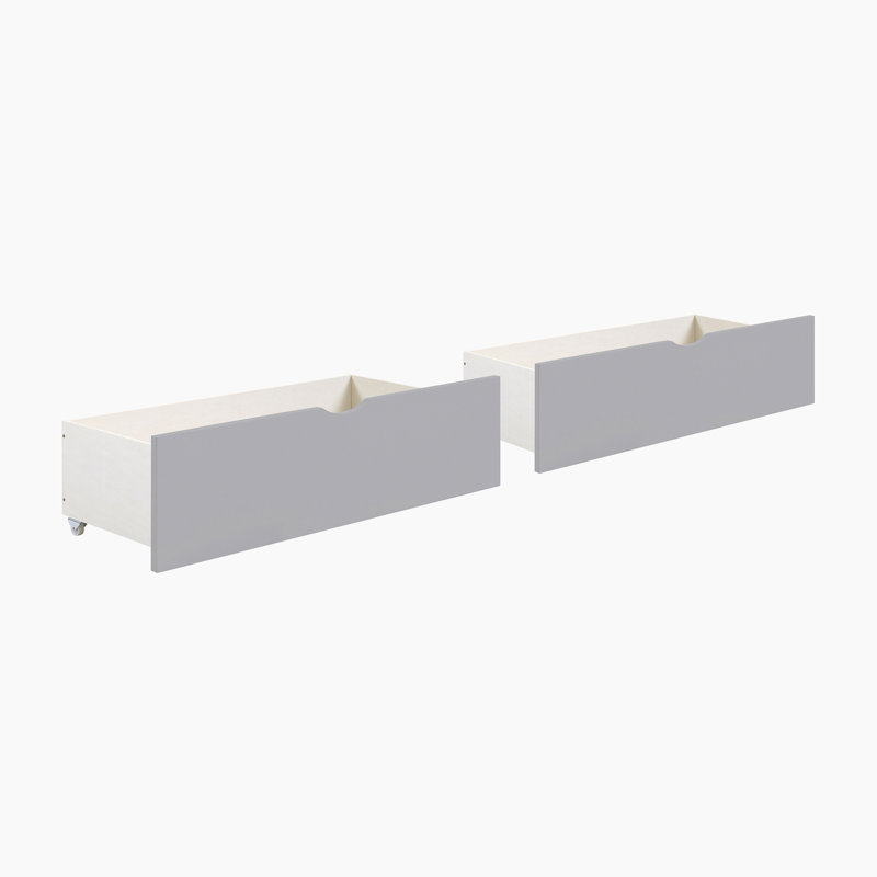 Koblick Transitional Solid Wood Storage Boxes, 2 Pieces with Smooth-Glide Casters & Polished Nickel Flush Ring Pulls