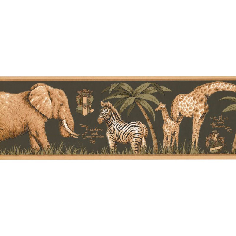 Bordure de papier peint L 15 pi x l 7 po Gale Jungle Animals, Brun