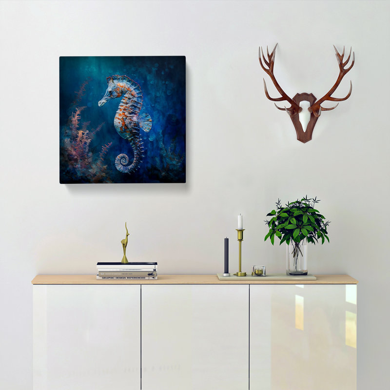 Seahorse Impressionism - Wrapped Canvas - Framed Print, 35cm H x 35cm W x 3cm D