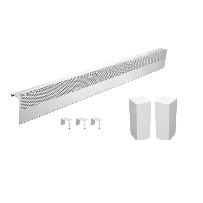 Baseboarders Basic 6 Ft (72 In) Steel Heater Cover With Right And Left Endcaps & 3 Wall Brackets - White, Rust-resistant, For Hydronic Hot-water Systems