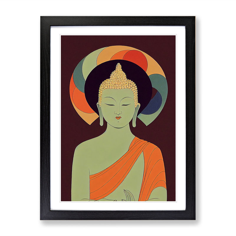 Artful Buddha - Single Picture Frame Print, 64cm H x 46cm W x 2cm D, Black Framed