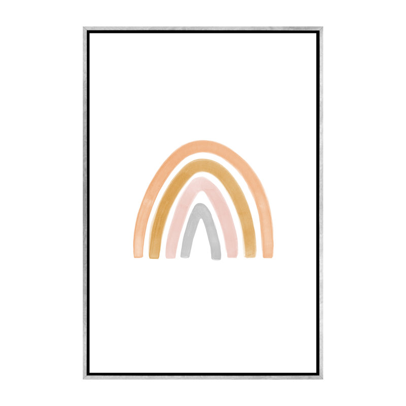 Aquarelle arc-en-ciel II - impression, Pas de tapis, H 60 po x l 40po x P 1,5 po, Toile avec cadre argenté