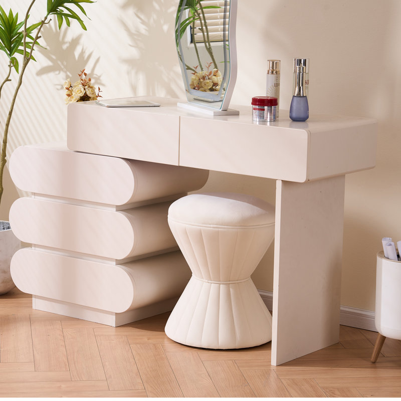 Repose-pieds rembourré Konsta, Beige