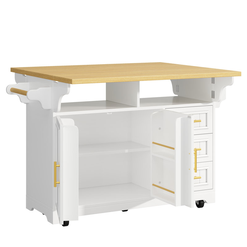 143 cm W Kitchen Island with, White