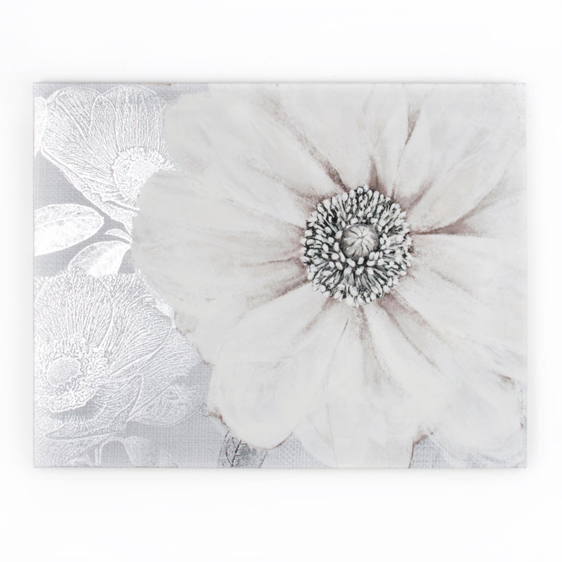 Gray Bloom Surrealist Floral Canvas Wall Art, 31 inches