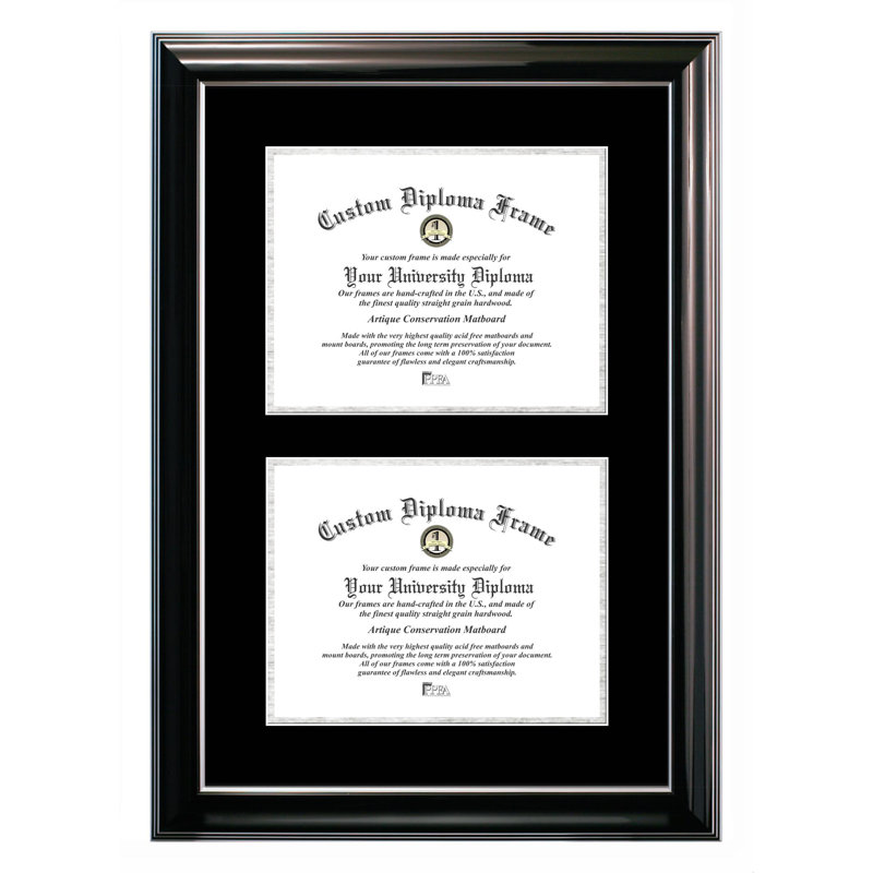 Cadre photo à double degré pour le certificat Traci, 8 po x 10 po, Noir / argent