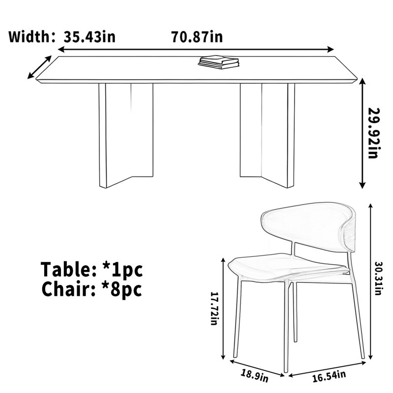Table de salle à manger en bois massif rectangulaire en noyer noir