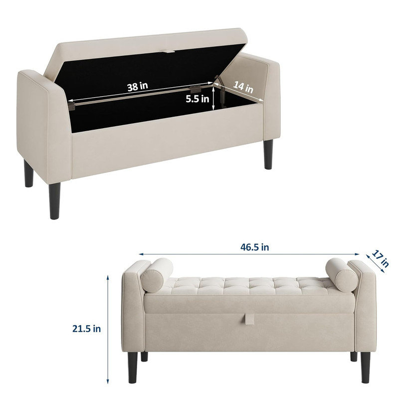 Velvet Upholstered Storage Bench