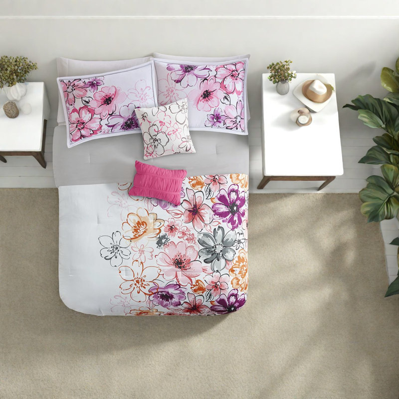 Premium Floral Microfiber Bedding Sets, Hypoallergenic Polyester Comfort