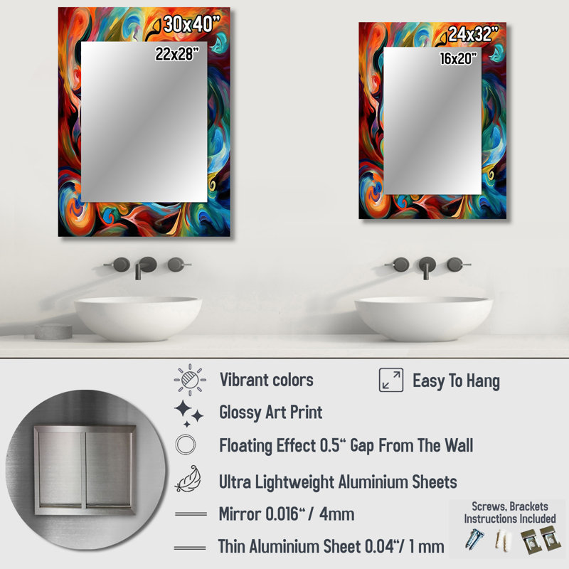 Exploring Yellow Abstracted Liquidity II - Liquid Ink Mirror, Modern Unique Wall Mirror, Printed Metal Art, 32" x 24"