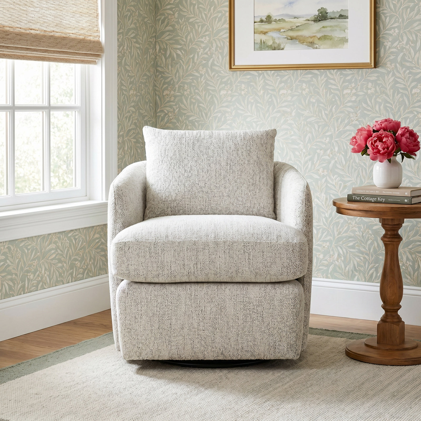 Swivel Barrel Chair, Orange