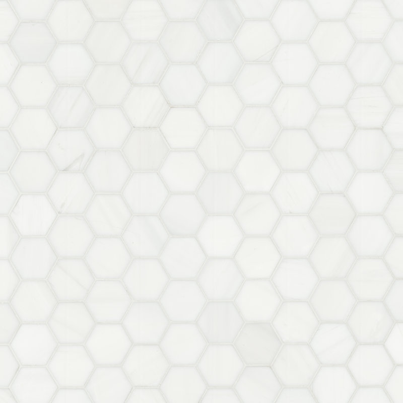 Calabria Frost Hexagon 12 in. x 13 in. Polished Marble Mosaic Floor and Wall Tile