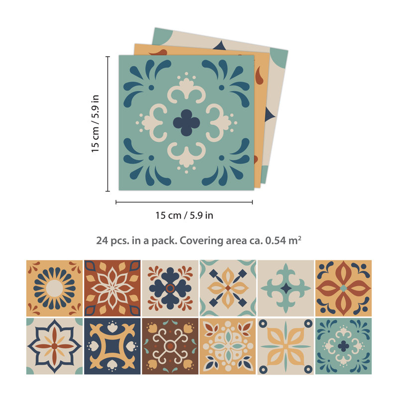 Carreau de mosaïque pelez et collez en PVC 35 po x 24 po, Brun / beige