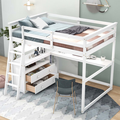 Evo 2 Drawer Loft Bed with Built-in Desk and Shelves