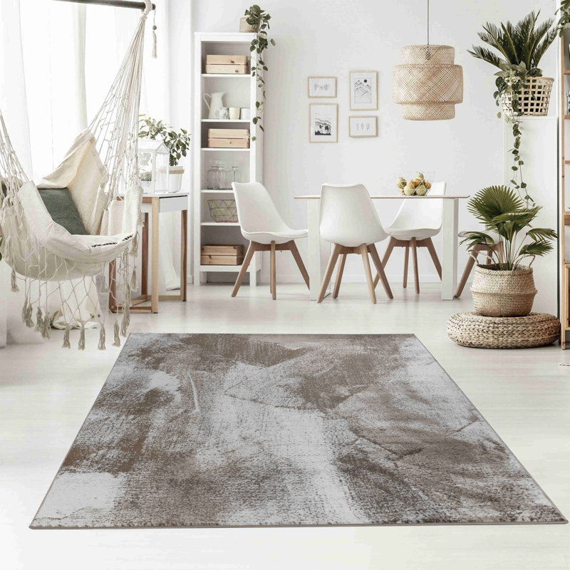 Rug Branch Marco 5' x 8' (5'3" x 7'7") Brown/Beige Abstract Indoor Area Rug, Modern, Low Pile, Stain-Resistant Carpet - Living Room, Bedroom, Dining Room, and Kitchen