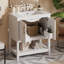 Meuble-lavabo blanc de 30 pouces avec lavabo en céramique et rangement polyvalent - parfait pour les petites salles de bain et une organisation efficace-116332596