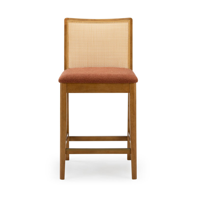 Tabouret de comptoir Elio, Pacane / Bouclée terre cuite, 2