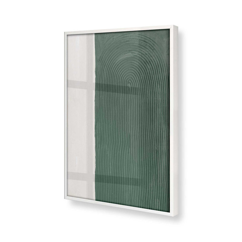 16 "x 16" texturé Echoes Emerald v1, Cadre opaque blanc, H 15 po x l 12 po x P 1,25 po