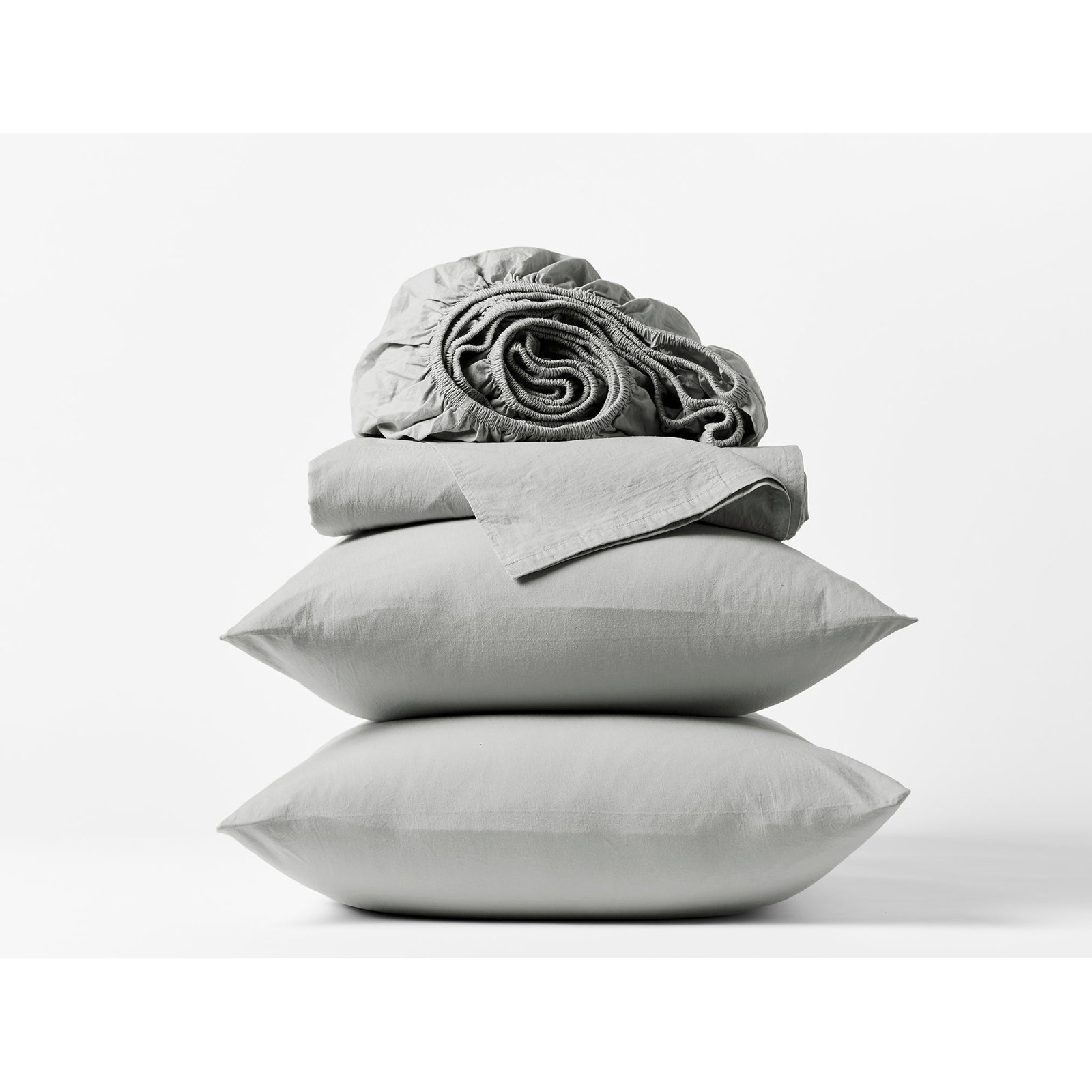 Organic Crinkled Percale 100% Cotton Percale Sheet Set, California King Sheet Set with 2 Pillowcases, Pewter