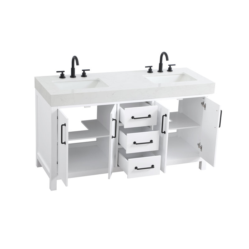 60 inch Double Bathroom Vanity_Traditional_VF60660, White