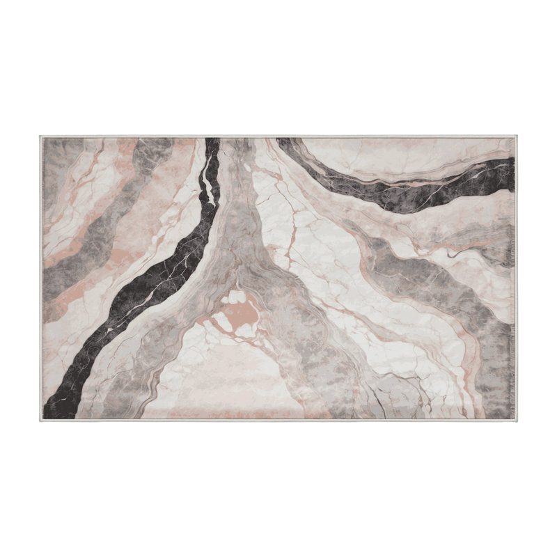 Machine Washable Beige Area Rug, Runner 2' x 4'