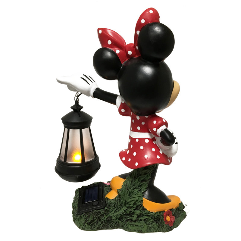 Disney Minnie Mouse Multicolor Solar LED Lighted Outdoor Garden Statue, 12 inches Tall