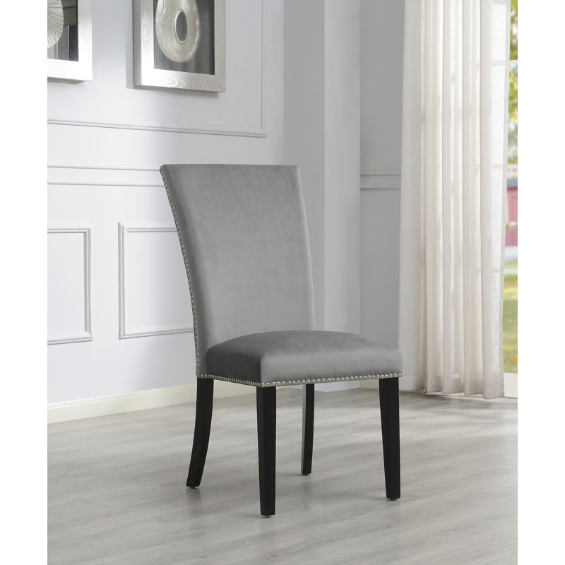 Chaise parsons en velours, gris