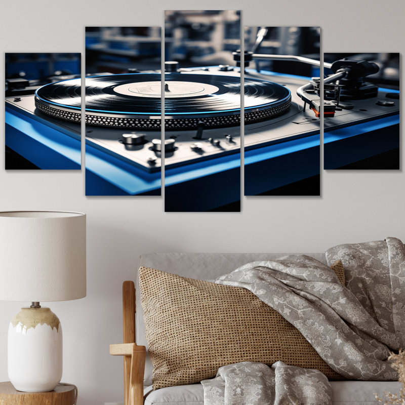 Vinyle disques Nostalgie - musique, reproduction sur toile - 5 panneaux