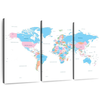 Carte du monde des pays pastel