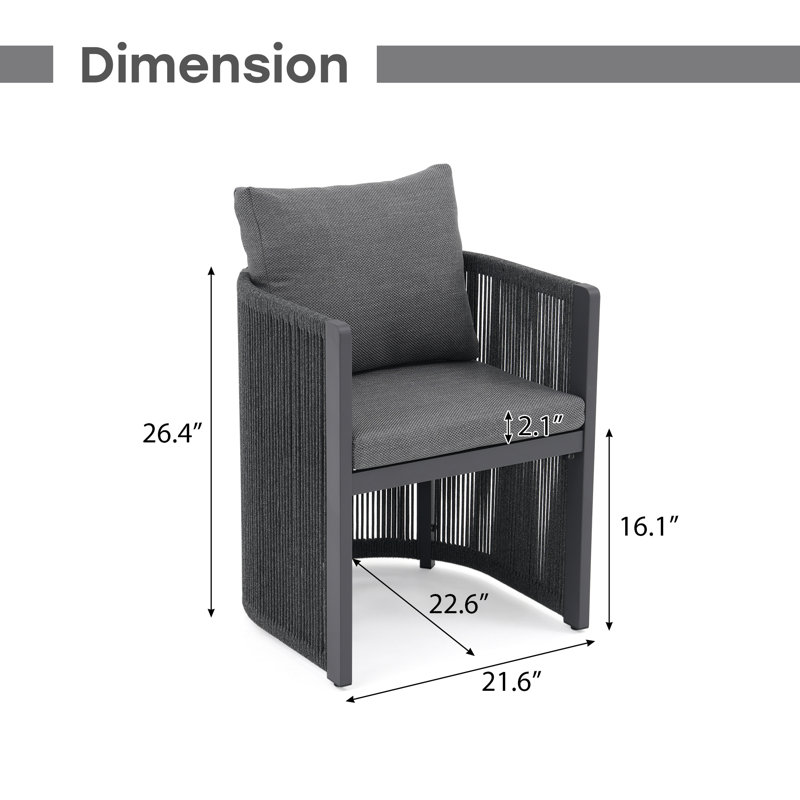 Ensemble de 2 fauteuils d'extérieur en aluminium, Black Frame