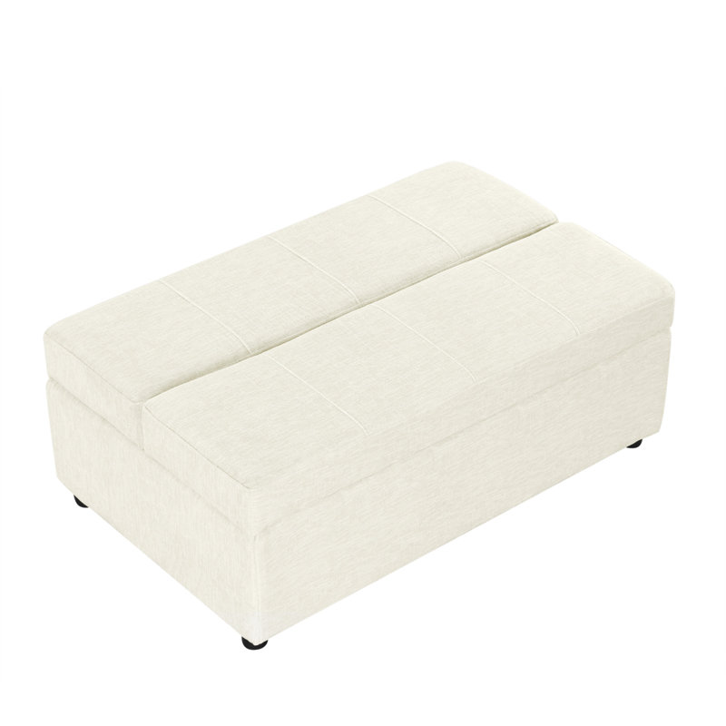 Lit simple escamotable avec repose-pieds et lit d'invité convertible avec matelas, Blanc