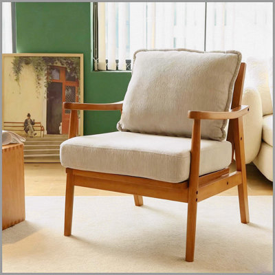 Mignon fauteuil d'appoint avec structure en bois massif, fauteuil de salon avec coussin en tissu doux, fauteuil de chambre confortable, fauteuil de lecture confortable pour appartement, salle d'attente, balcon (gris)