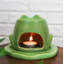 Porte-bougie en céramique Whimsical Green Toad Frog On