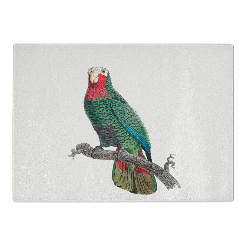 Tempered Glass the Cuban Amazon Parrot by F. Levaillant Chopping Board, 28.5 cm W x 20 cm L