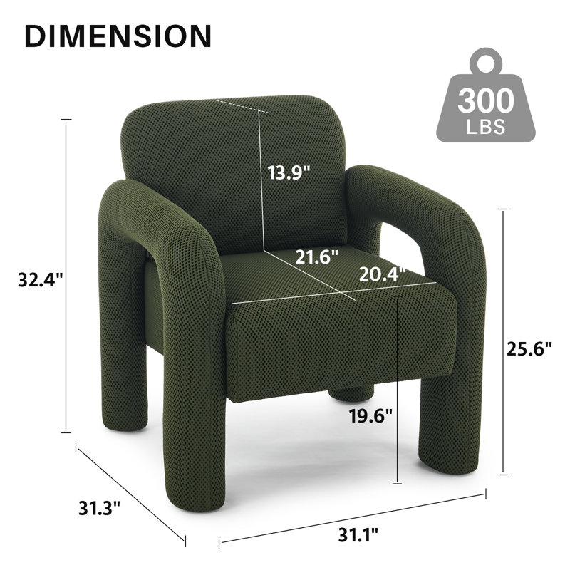 Fauteuil d'appoint rembourré, Mélange de polyester vert
