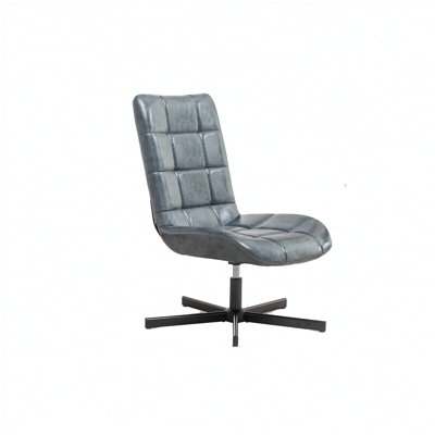 Roundhill Furniture Arlena Faux Leather Tufted Swivel Accent Chair, Blue