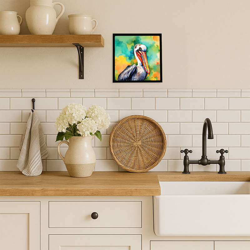 Hippie Animal Pelican Framed Metal Print