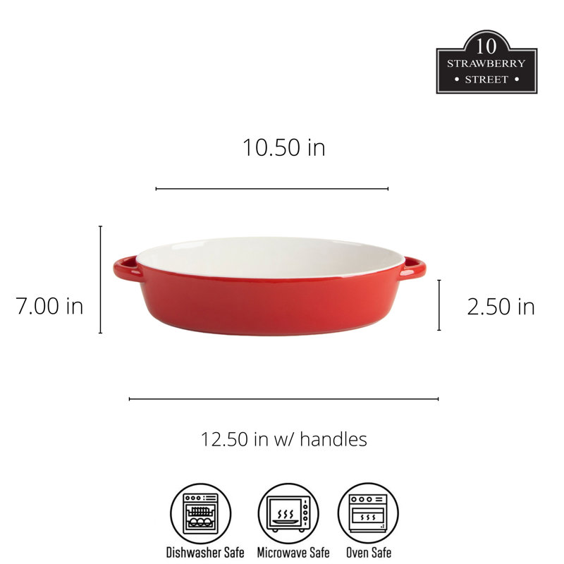 Ensemble de plats en grès ovale 13 po et 10,5 po Sienna, Rouge