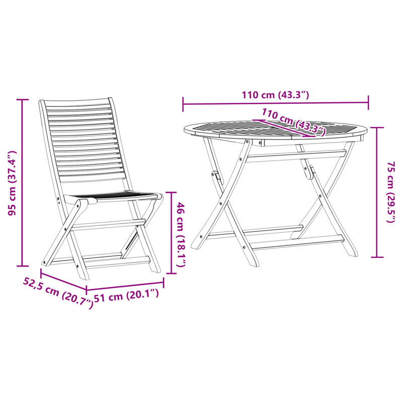 4 - Person Wood Patio Dining Set with