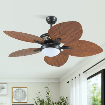 Ventilateur de plafond 44 "/ 52" à feuilles tropicales à intensité variable avec lumières DEL et télécommande
